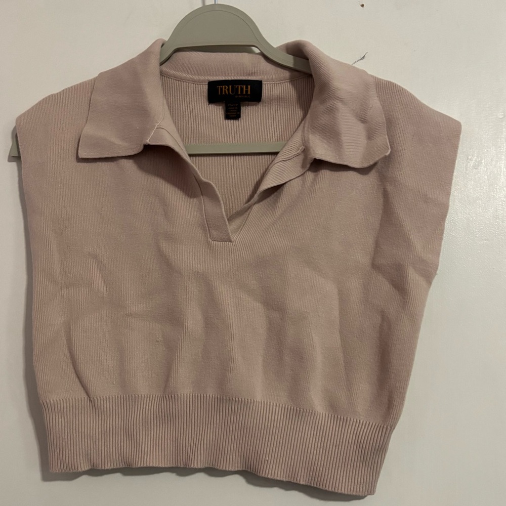 Truth Beige Collared Sweater Vest